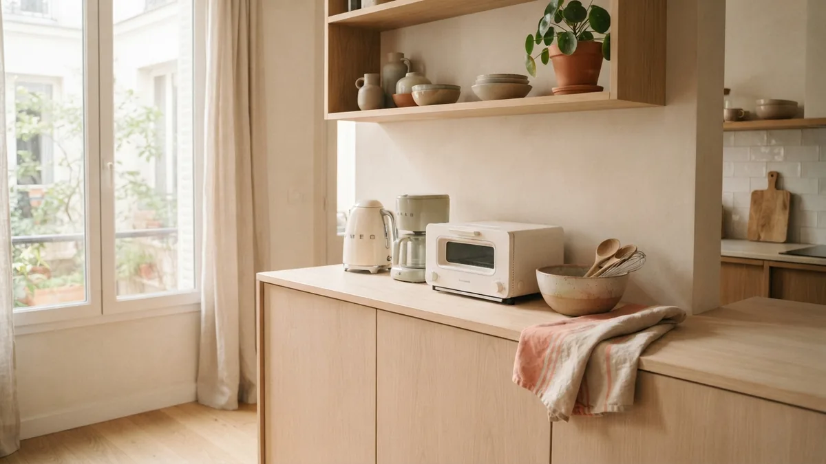 Clean working kitchen appliances arranged neatly before donation or community sale