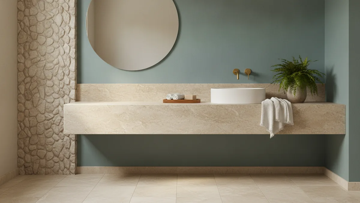 Modern spa color trends Bathroom styling with popular muted blue and green tones