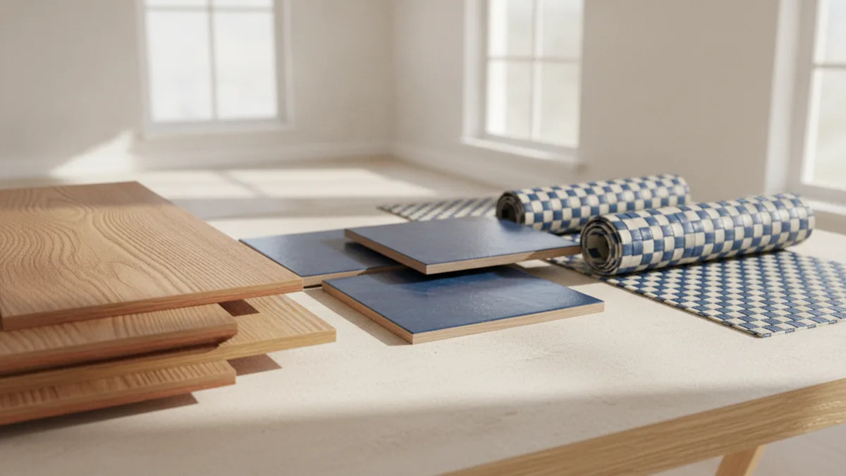 Flooring samples showing different textures and finishes for smart comparisons