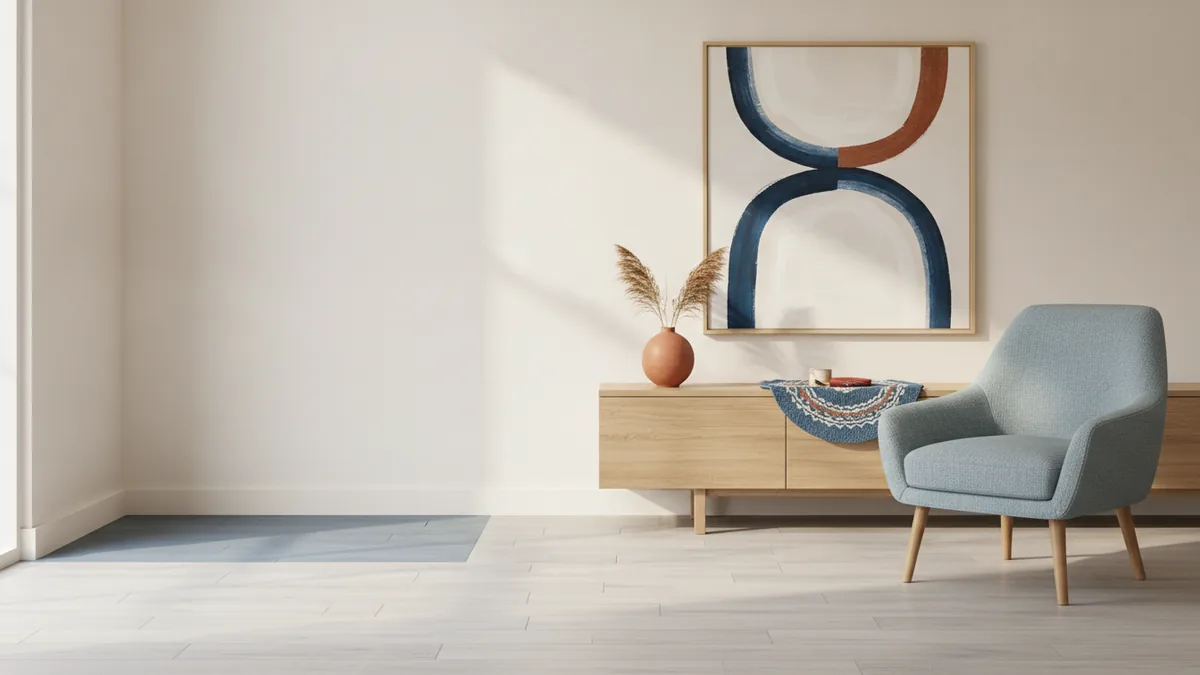 Vinyl plank style flooring in a home setting with warm decor accents