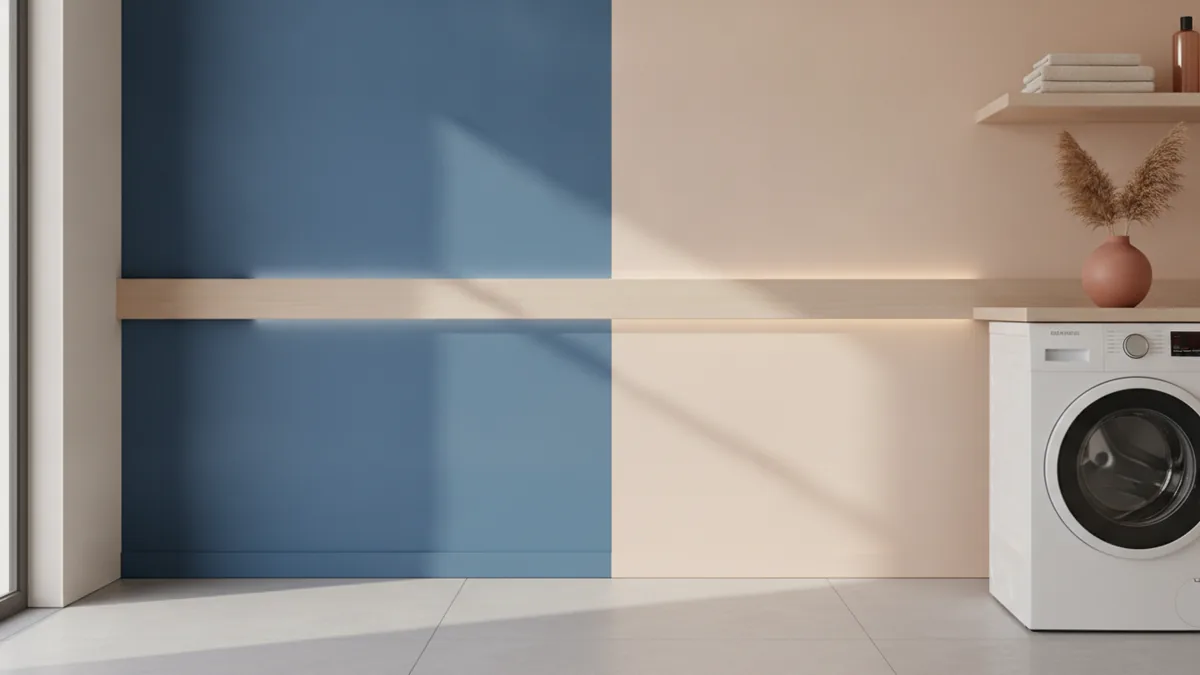 Laundry room surfaces showing how paint sheen changes the overall look.