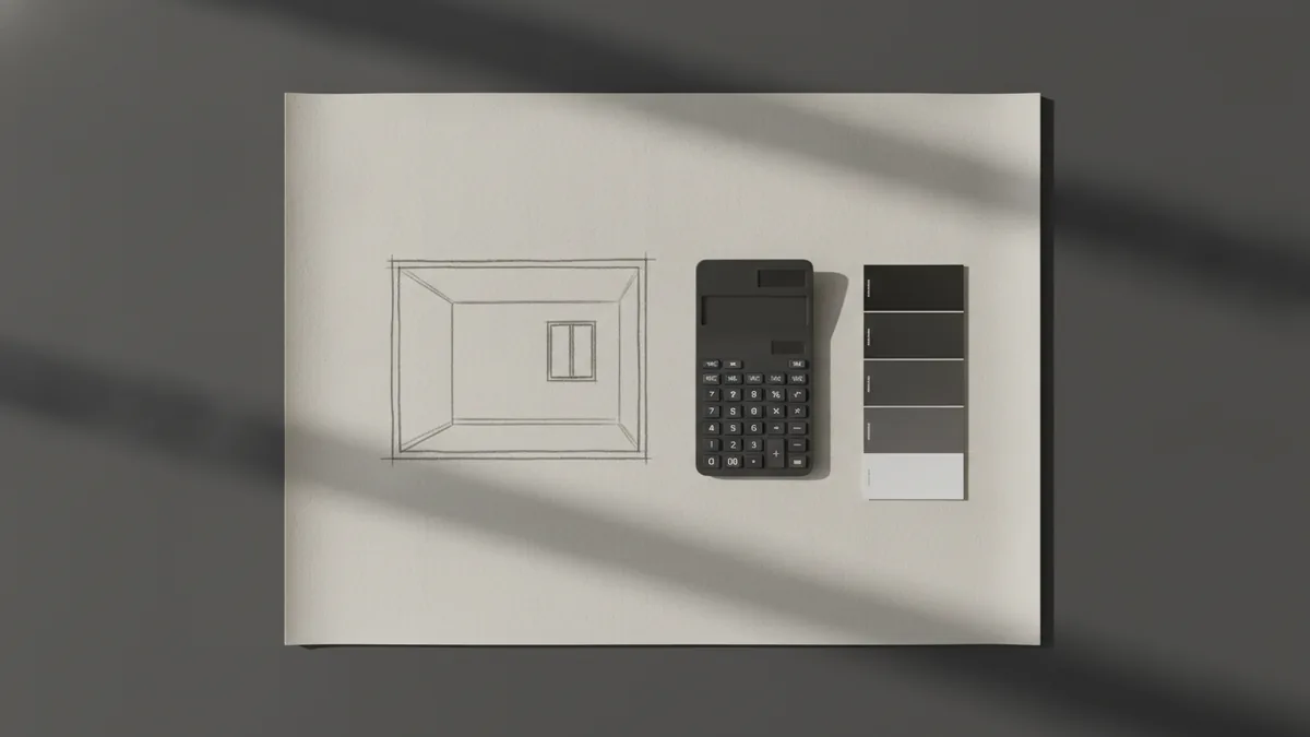 Planning paint coverage using a sketch, calculator, and paint swatches