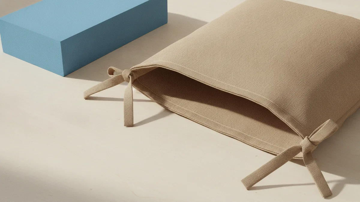 Foam insert and cushion cover Foam cushion insert beside a neatly sewn fabric cushion cover