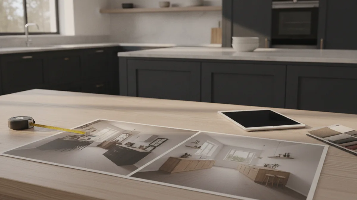 Close view of a kitchen countertop and cabinets that signals practical renovation improvements.