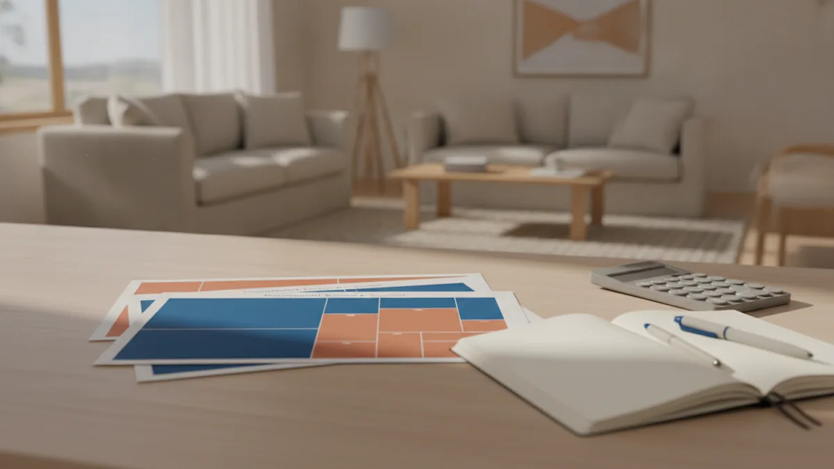 Comparing designer pay by location Interior designer comparing city salary data on printed charts at a desk