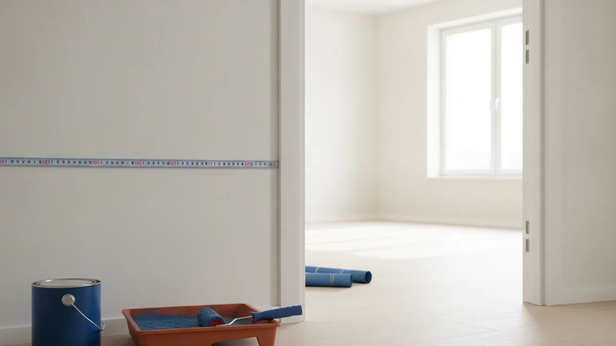 Measuring room size and gathering supplies for accurate painting estimates