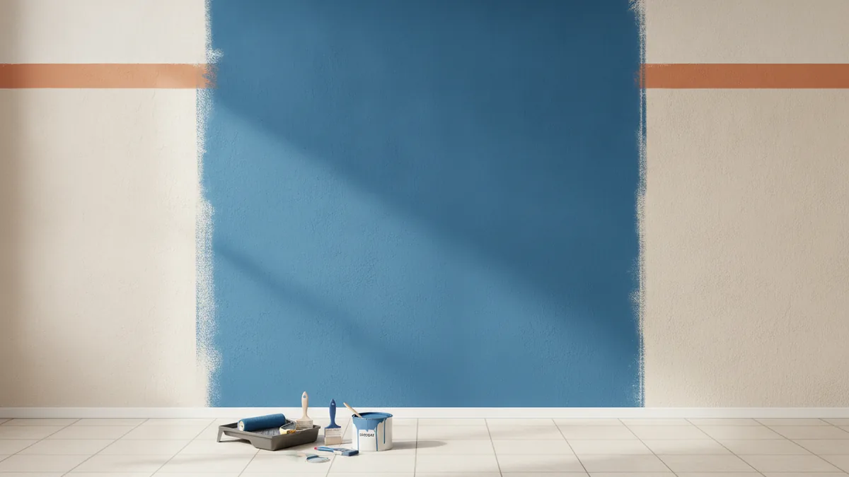 Compare smooth and textured walls Smooth and textured wall sections showing different paint surface needs