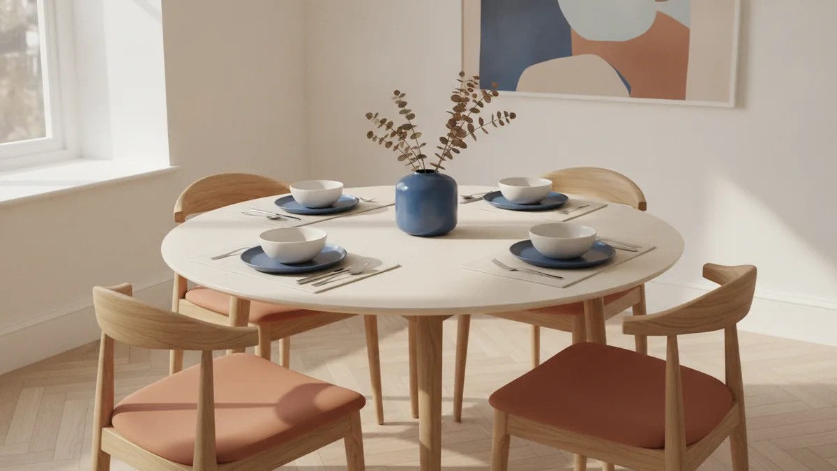 Round and rectangular dining tables showing how shapes affect seating