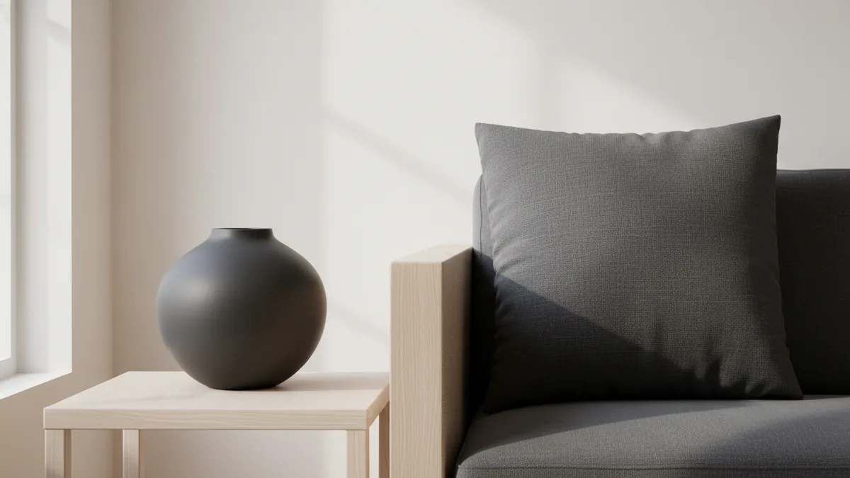 Coordinated color palette elements in a styled room setting