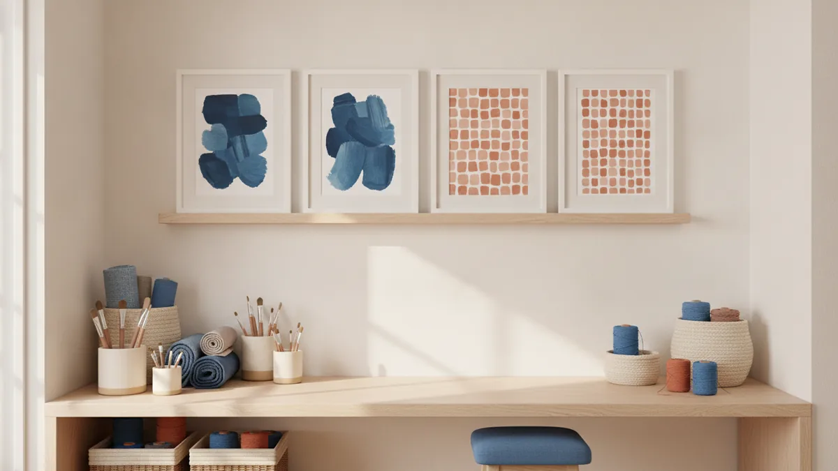 Make it personal Personalized gallery wall with framed art and an organized craft station