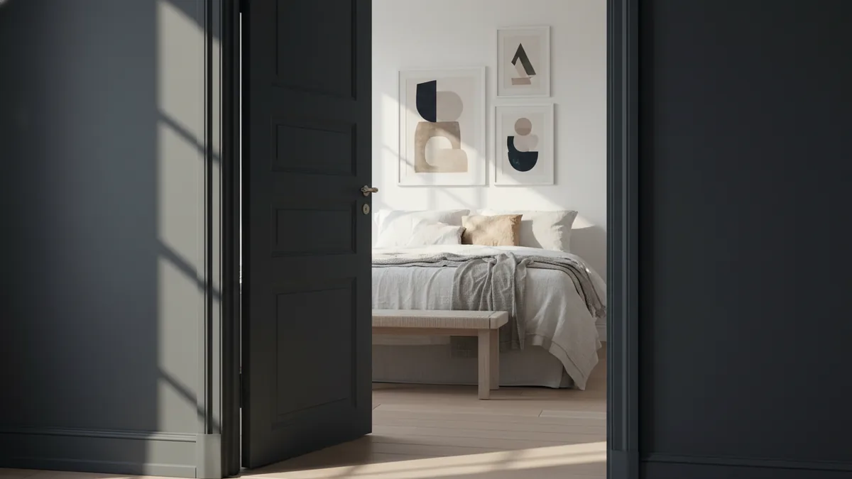 Match door to bedroom style Bedroom door matching bedding and wall art style