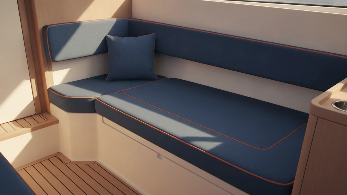 Marine-grade boat seating with durable upholstery cushions