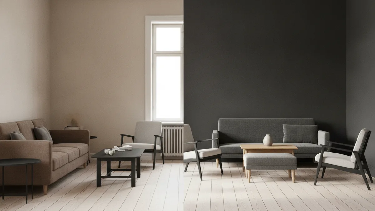 Furniture layout that flows Narrow living room furniture layout with open walkway and depth