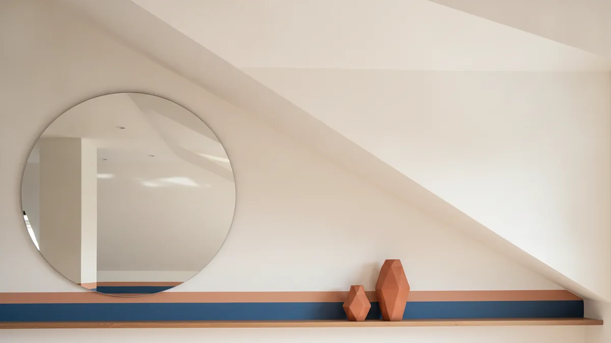 Light ceiling and wall colors making an angled ceiling feel brighter