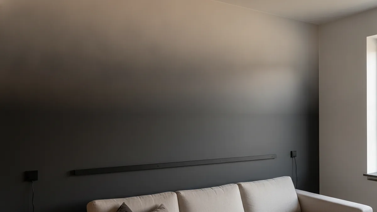 Two-tone painted tall wall with a soft top band and clean trim line