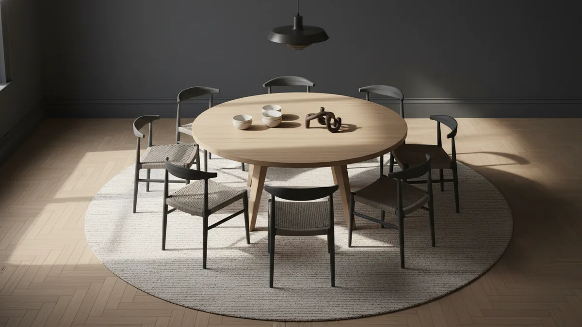 Dining layout showing chair spacing for easy conversation