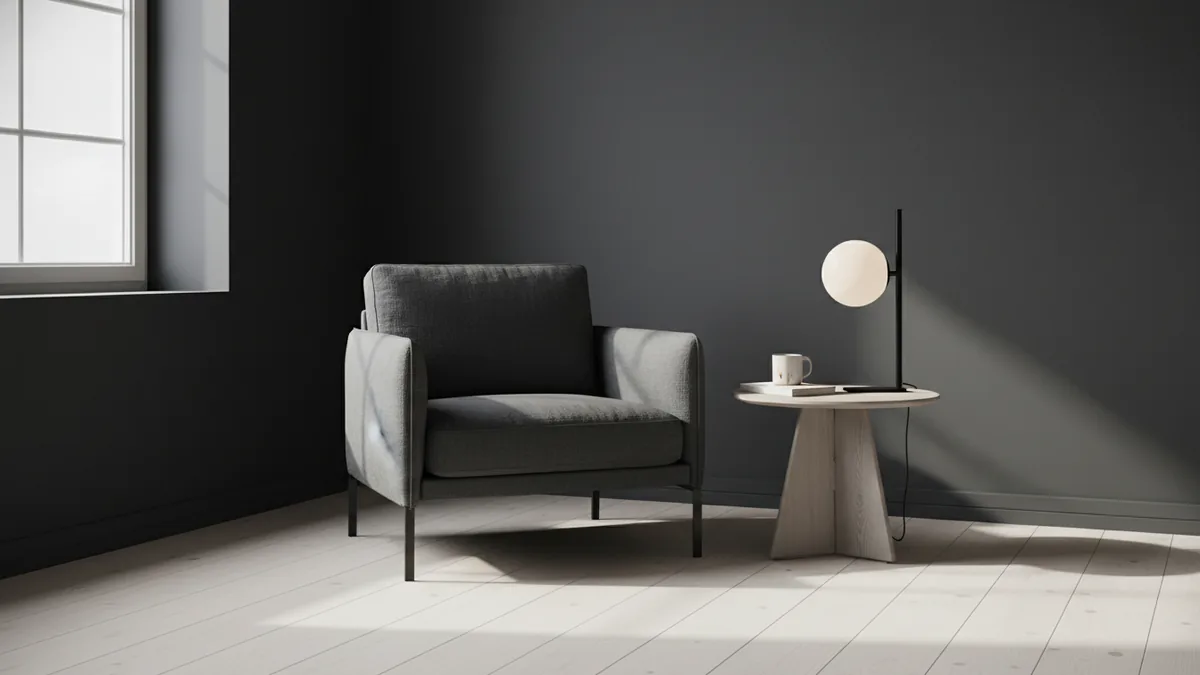 Reading and hosting corner that shows functional room purpose