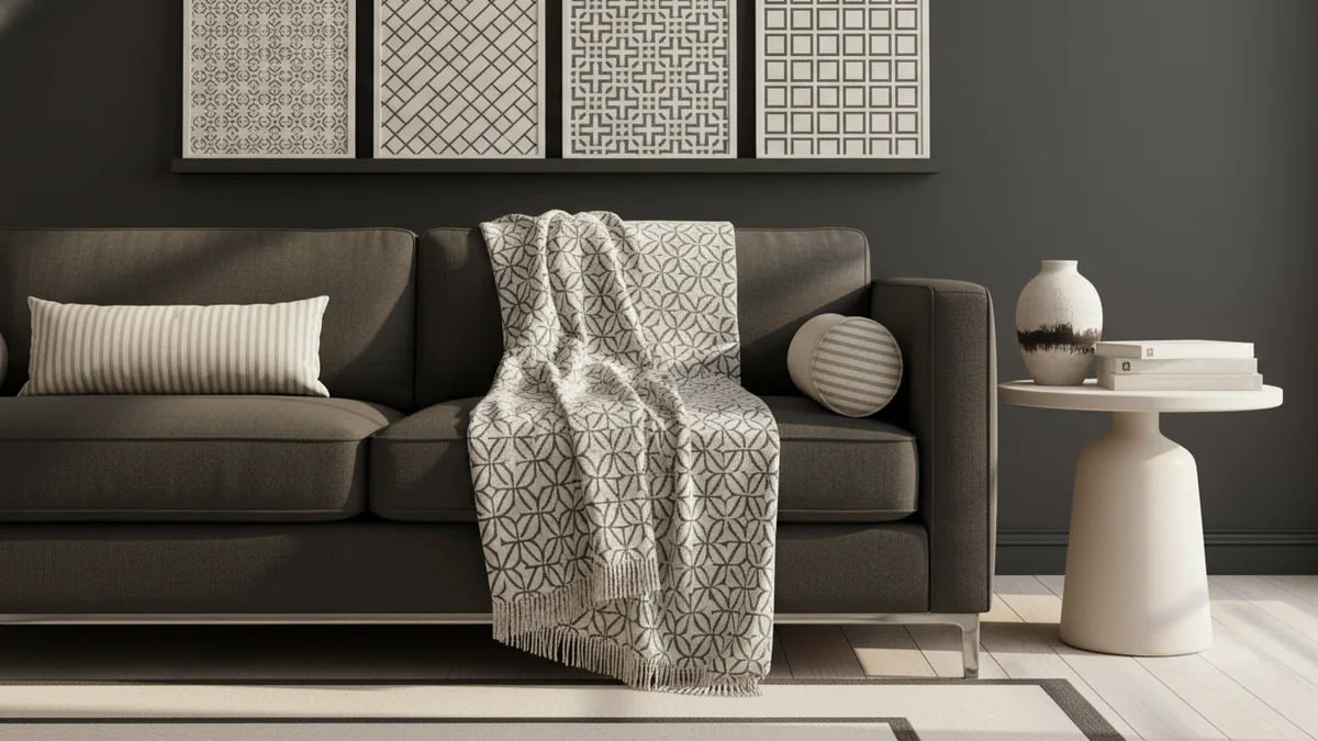 Pick an inspirational anchor Patterned textile and decor pieces showing a repeatable design anchor