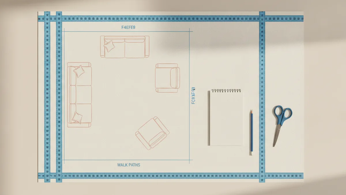 Desk view of a measured layout plan for a small bedroom