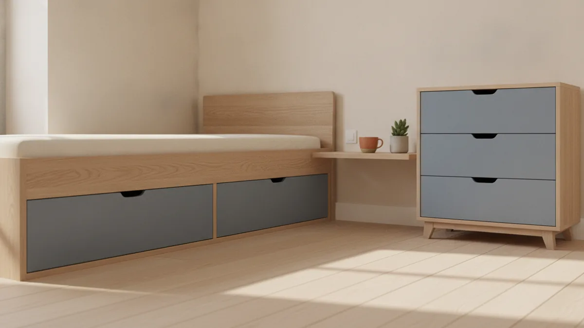 Choose multifunctional furniture Multifunctional small bedroom furniture with storage and slim surfaces