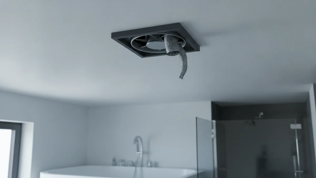 Check ventilation and moisture Bathroom exhaust fan used for ventilation to reduce ceiling moisture