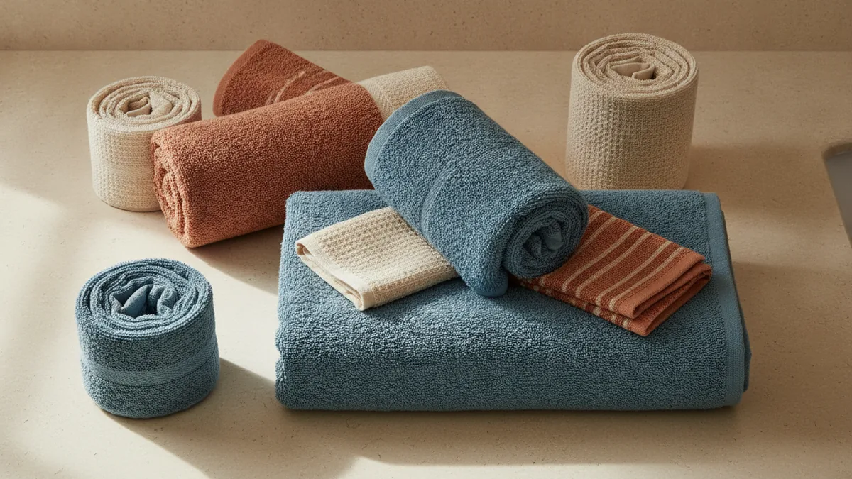 Towel folds for a polished display Hands-free still life of folded towels showing simple and pocket folds
