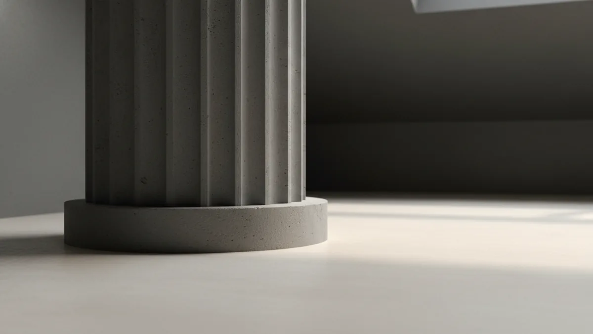 Check the pillar’s structure Close-up of a living room pillar base and wall alignment