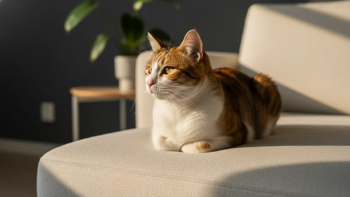 Why cats choose furniture Cat resting on a couch cushion, showing comfort and territory behavior
