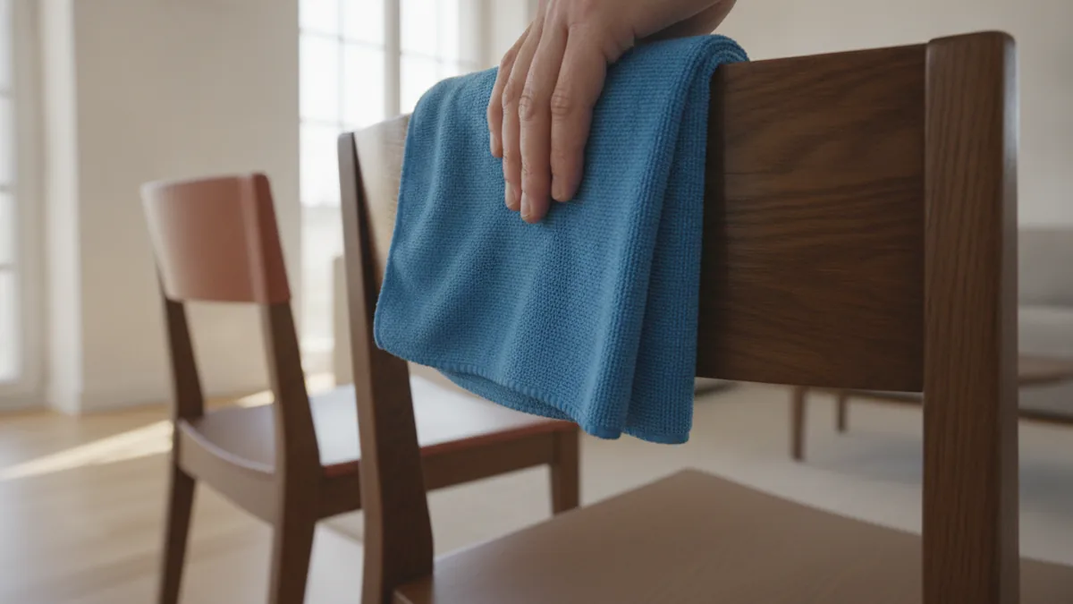 Thin coat, full buff for safety Hand buffing a wooden chair smoothly in the direction of the grain