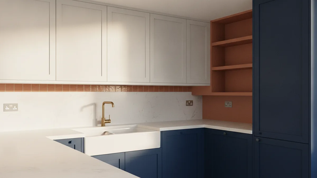 Modern cabinet color options paired with countertops and backsplash