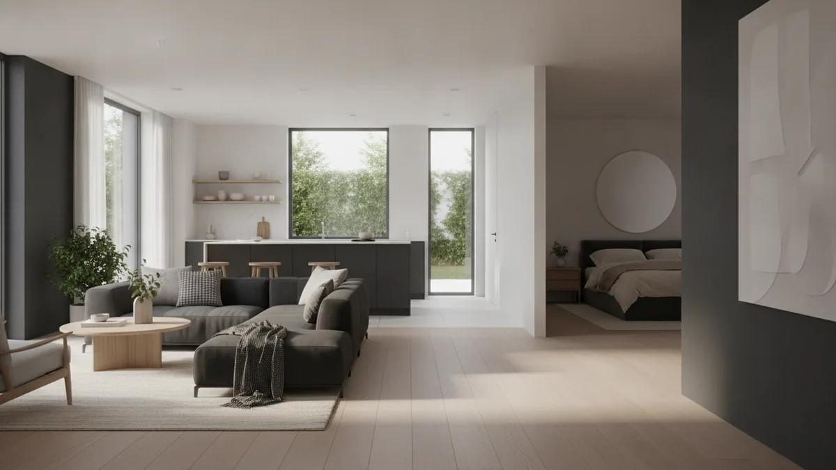 Light-filled room composition suitable for online interior design content
