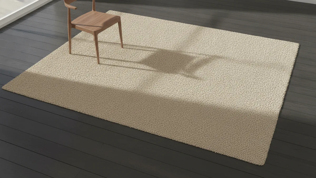 Coverage around the table Top view showing extra rug border around the dining table