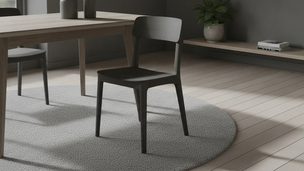 Chair pulled out fully stays on the rug for stability