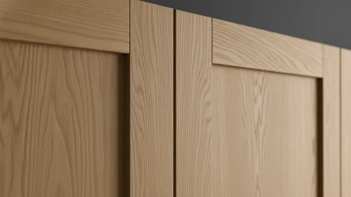 Oak grain matters Oak cabinet panels showing natural grain texture before painting