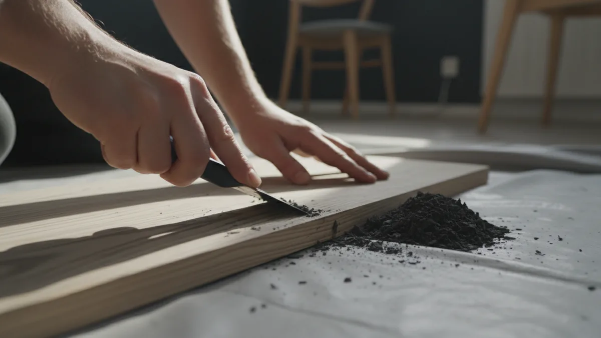 Scraping and prepping a wooden table after stripping