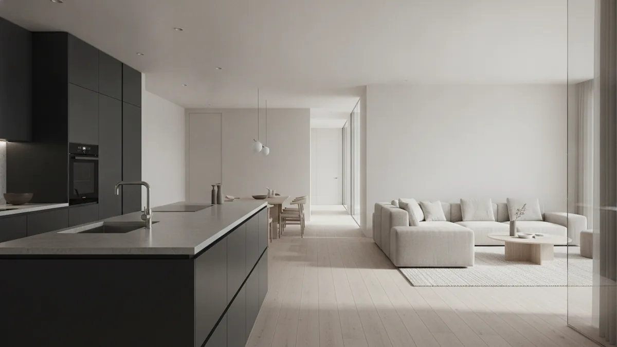 Open-plan sightlines Open-concept space showing kitchen sightlines toward the living room.