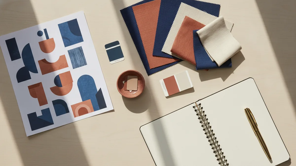Define your style direction Color swatches and fabric pieces beside notes for defining personal style