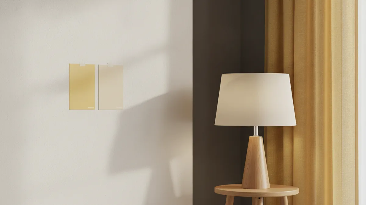 Yellow undertones shown in a bedroom lighting setup