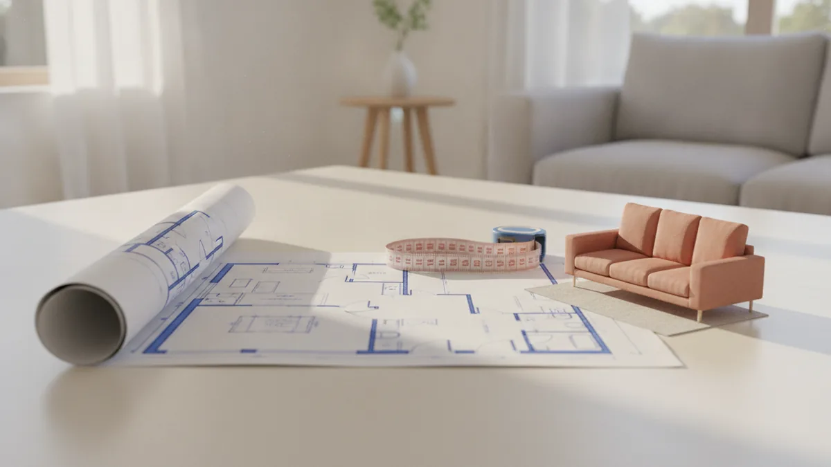 Use room area as a planning anchor Planning a living room layout with measurements and a simple room layout sketch.