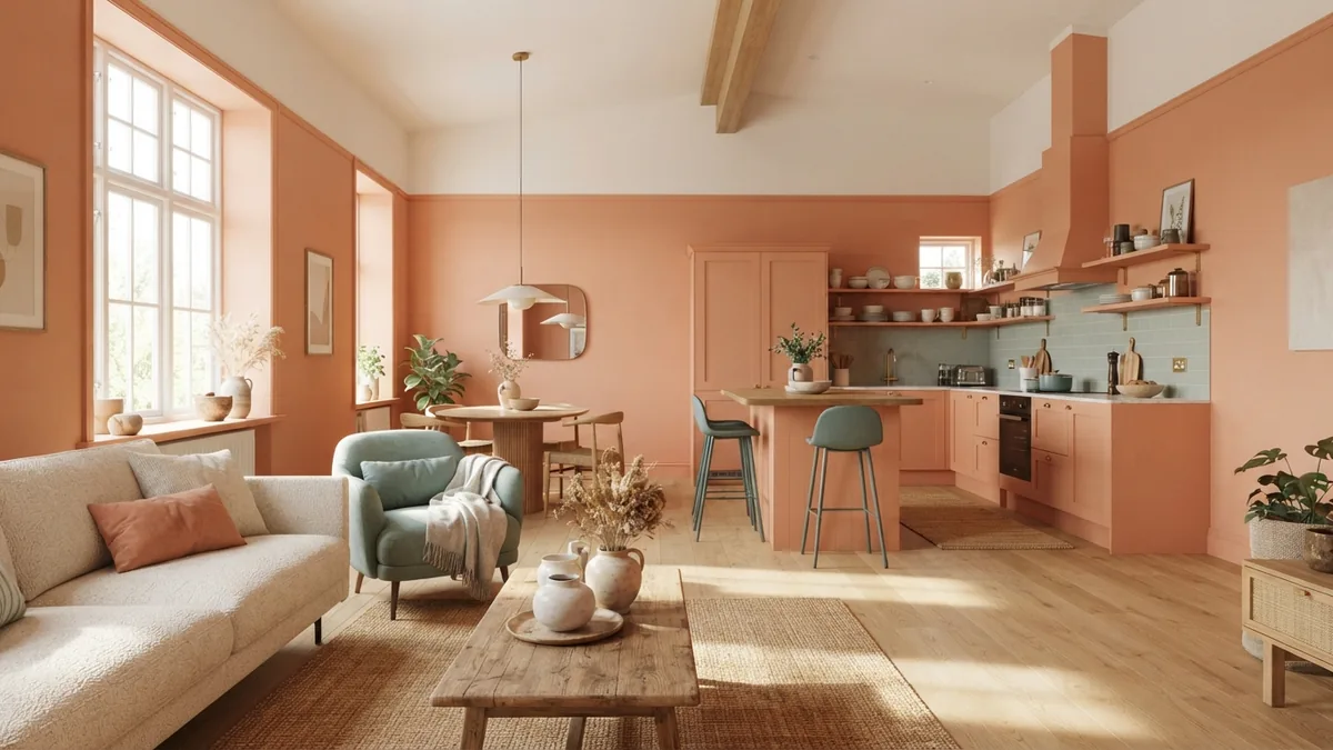 Consistent color flow across rooms Connected rooms using one color story and a lighter ceiling to add height