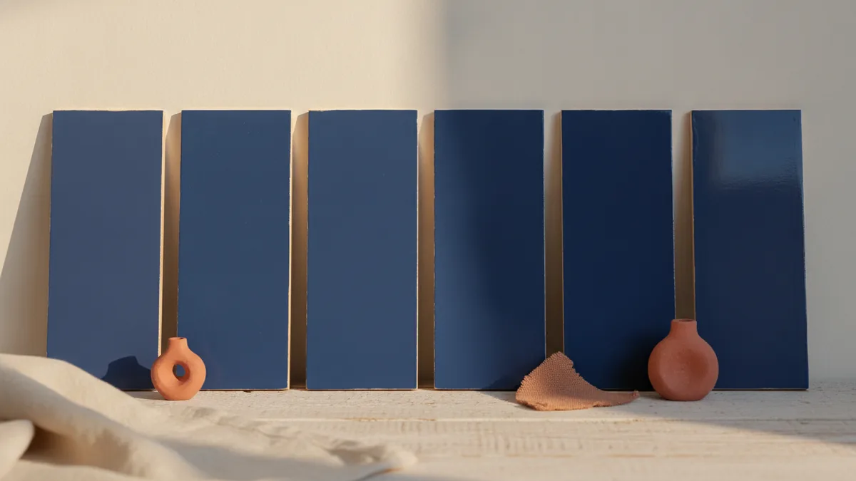 Compare finish sheen levels Paint finish swatches showing matte to gloss sheen differences