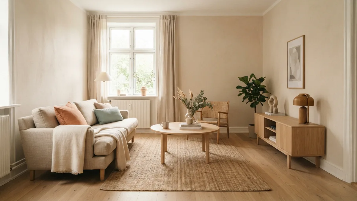 Bright apartment living room showing a simple rectangular floor layout