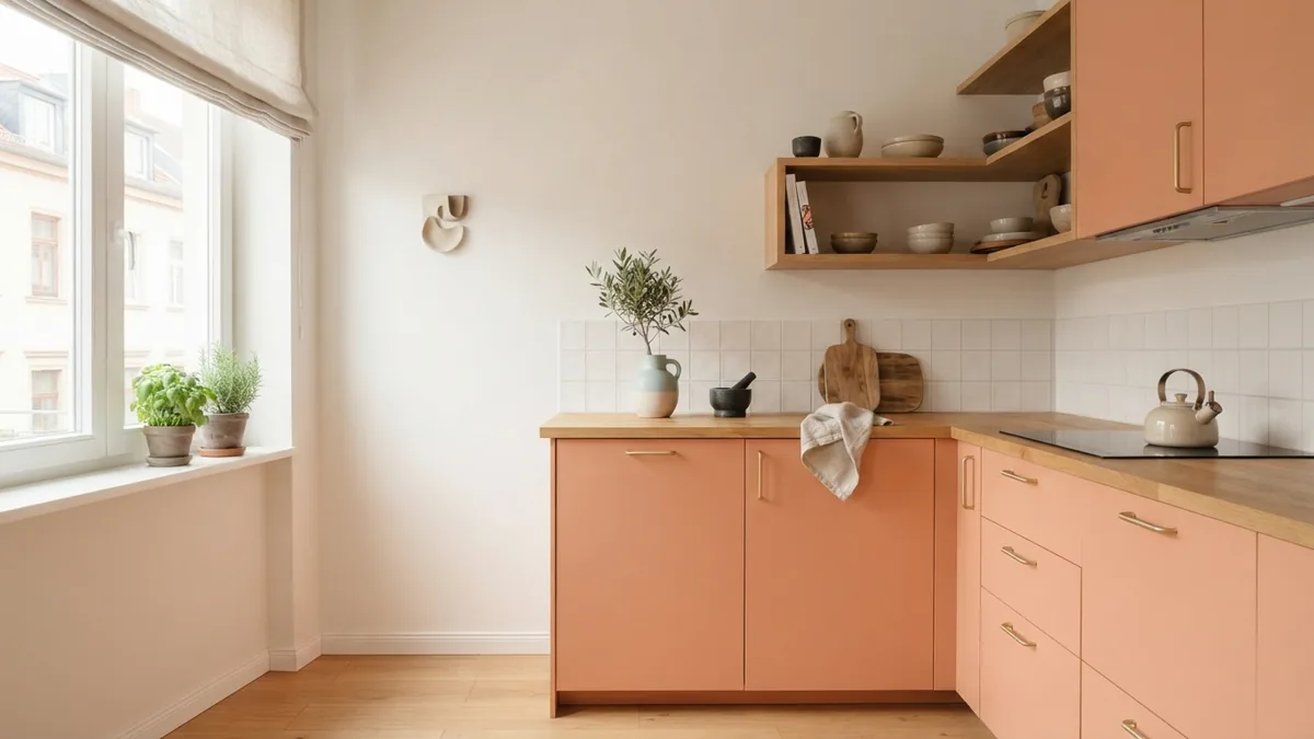 A simple refresh for a small kitchen Refreshed small kitchen with simple cabinet fronts and natural details