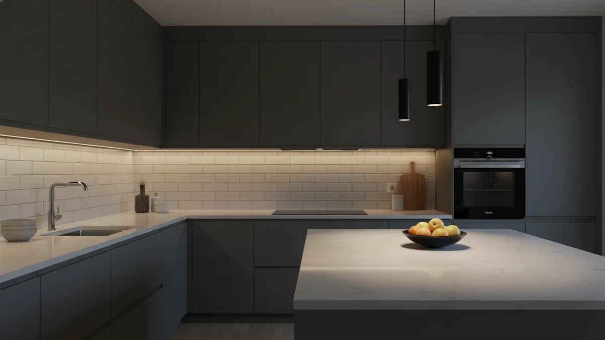 Under-cabinet LED task lighting with controlled glare