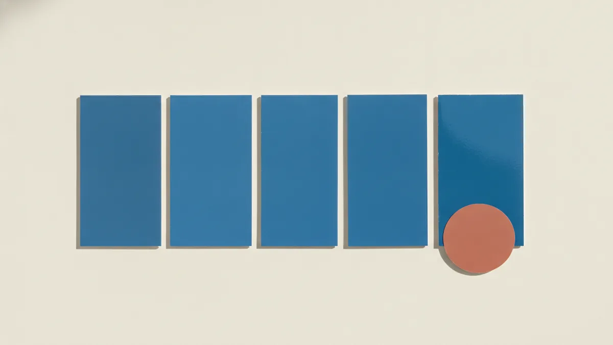 Paint sheen swatches showing flat to high gloss differences