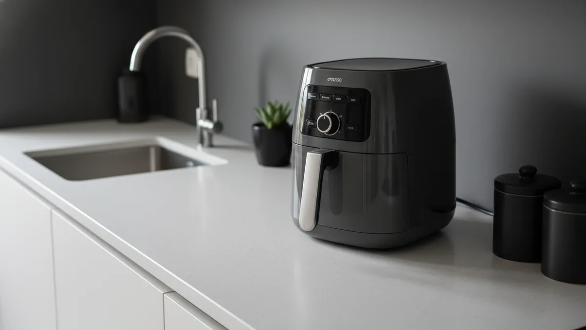 Air fryer kept away from water and flammable items for kitchen safety
