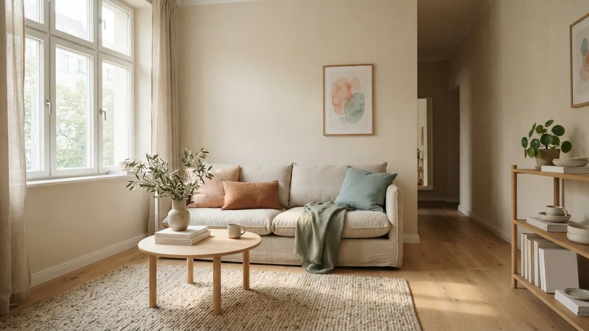 Soft window light reveals the grain and direction of pale oak floorboards